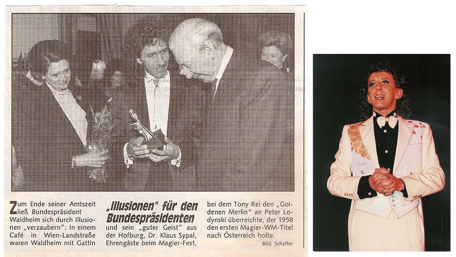 Goldernen Merlin wird von Tony Rei an Peter Lodynski verliehen 1992